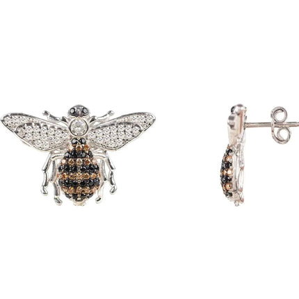 Honey Bee Stud Earrings Silver