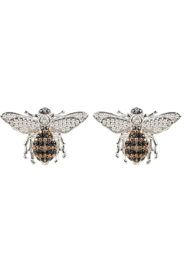 Honey Bee Stud Earrings Silver