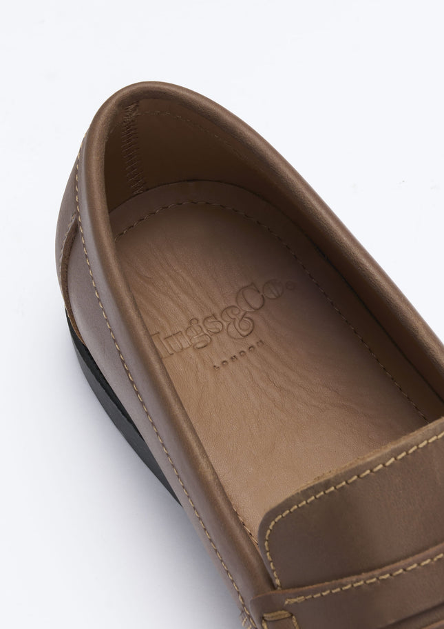 Boat Loafers, Light Brown Leather
