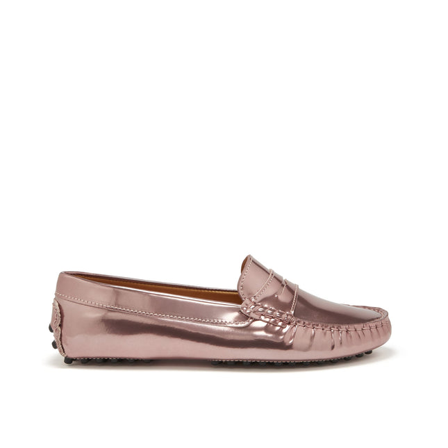 Women's Penny Driving Loafers, Rose Gold Patent Leather