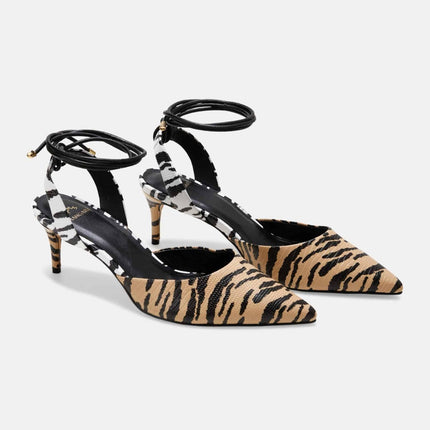 Jaborandi Animal Print Calf Leather Heels – 6.5cm Strappy Pointed