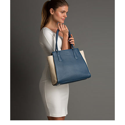 Jody Blue Ivory Leather Tote Bag