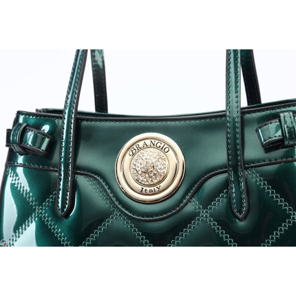 Brangio Italy Luxury Patent Quilted Satchel Bag – Designer Top Handle Handbag