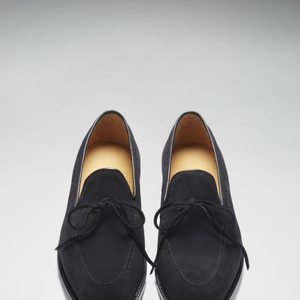 Black Suede Laced Loafers, Welted Leather Sole