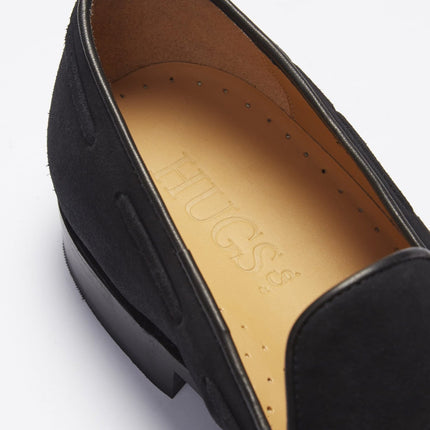 Black Suede Laced Loafers, Welted Leather Sole