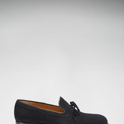 Black Suede Laced Loafers, Welted Leather Sole