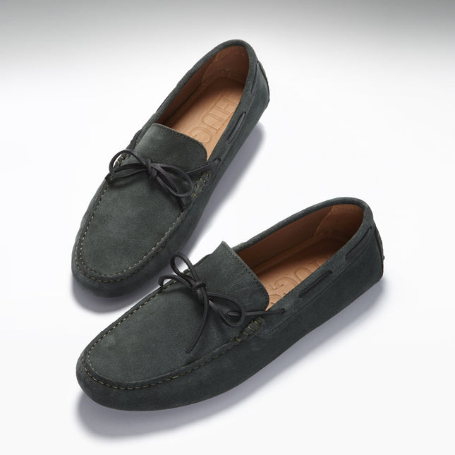Laced Driving Loafers, Racing Green Suede