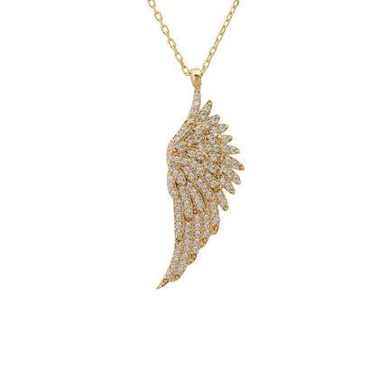 Large Angel Wing Necklace Gold