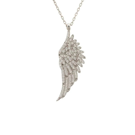 Large Angel Wing Necklace Silver