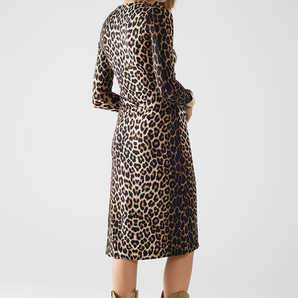 Leopard Print Spandex Dress With Bow Detail