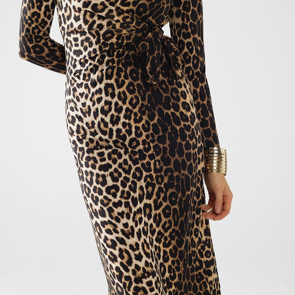 Leopard Print Spandex Dress With Bow Detail