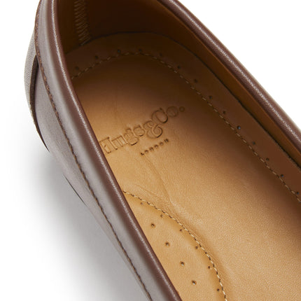 Women's Penny Loafers Leather Sole, Brown Leather