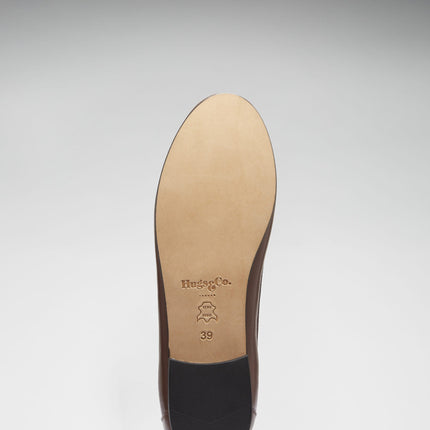Women's Penny Loafers Leather Sole, Brown Leather