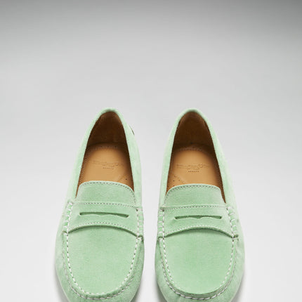 Women's Penny Driving Loafers, Lagoon Green Suede