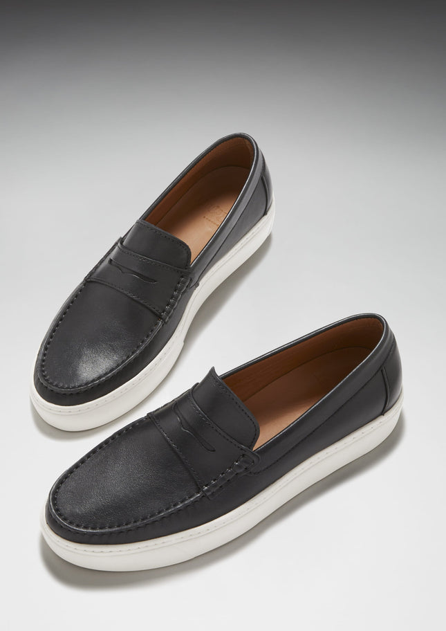 Slip-On Sneaker Loafers, Black Leather
