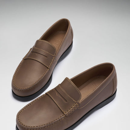 Boat Loafers, Light Brown Leather