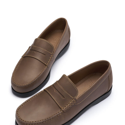 Boat Loafers, Light Brown Leather