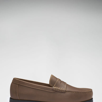 Boat Loafers, Light Brown Leather