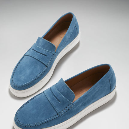 Slip-On Sneaker Loafers, Petrol Blue Suede