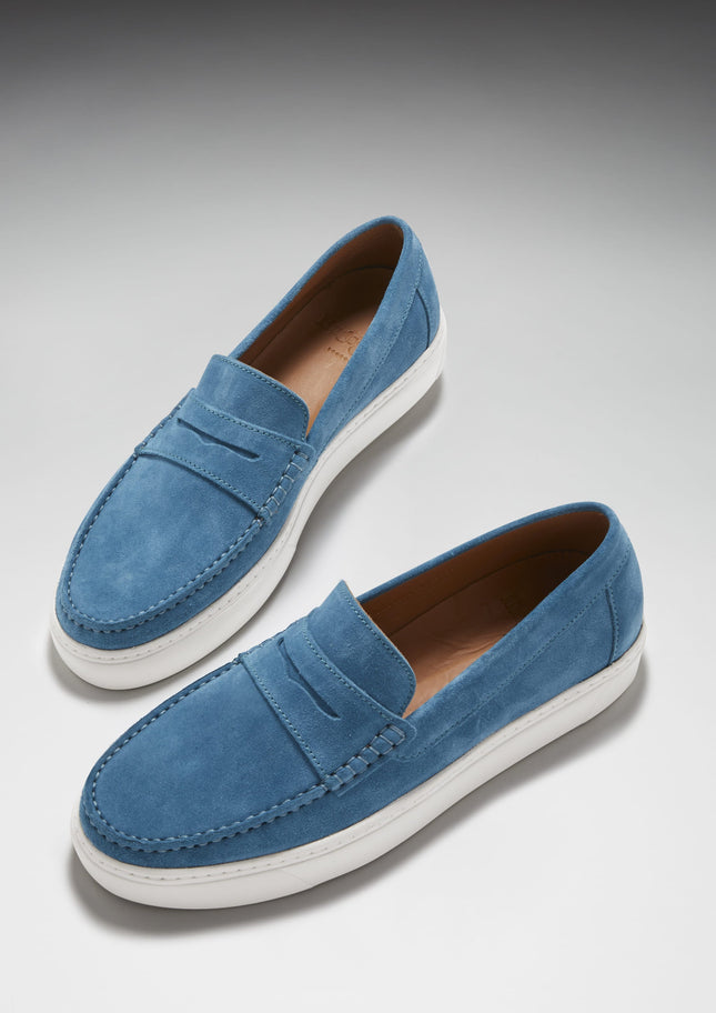 Slip-On Sneaker Loafers, Petrol Blue Suede
