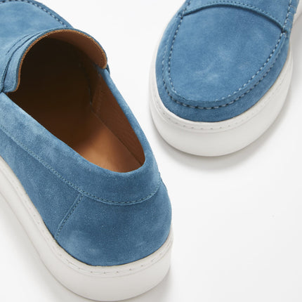 Slip-On Sneaker Loafers, Petrol Blue Suede
