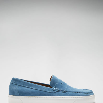 Slip-On Sneaker Loafers, Petrol Blue Suede