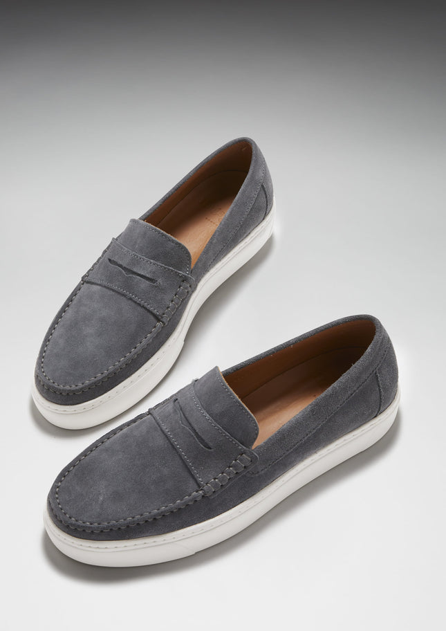 Slip-On Sneaker Loafers, Slate Grey Suede