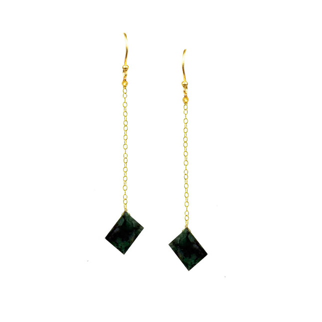 Emerald Long Dangle Earrings