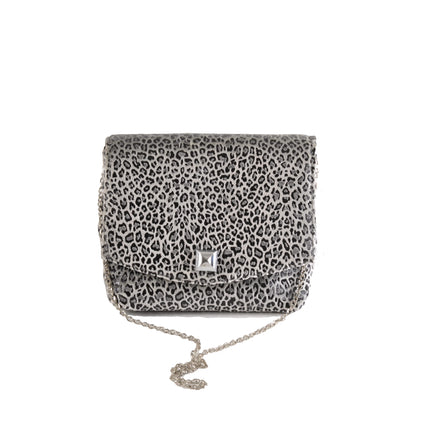 Leopard Silver Square Clutch