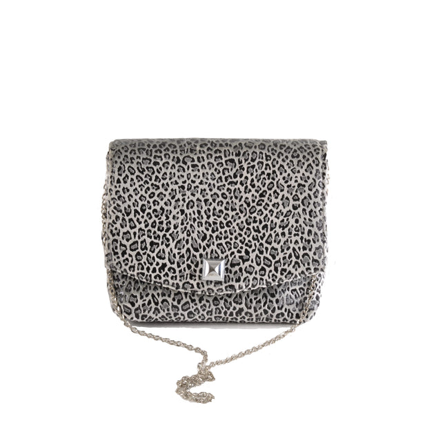 Leopard Silver Square Clutch