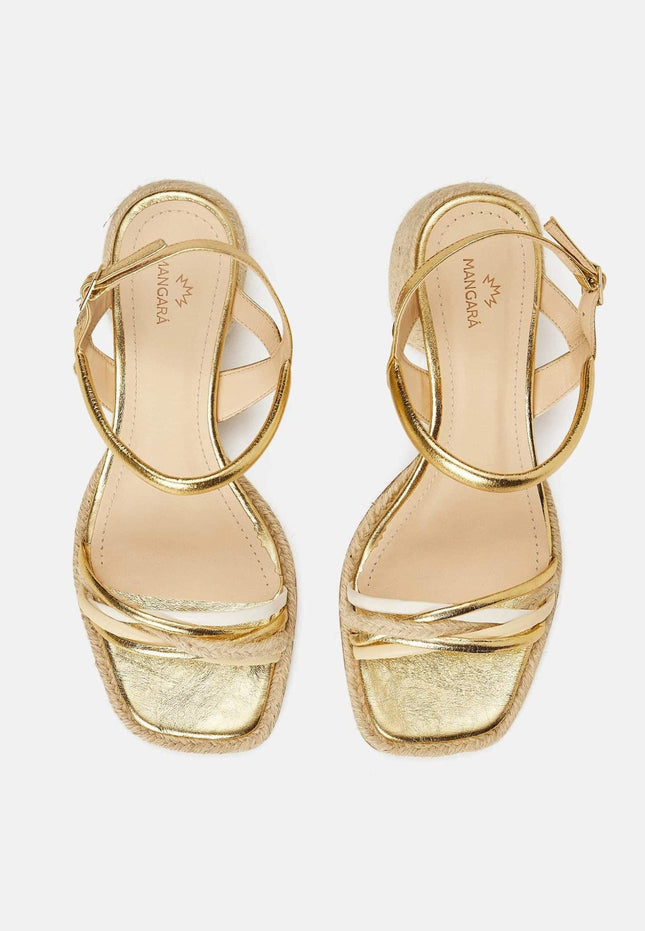 Albizia Leather Sandals – 7cm Natural Raffia Block Heel