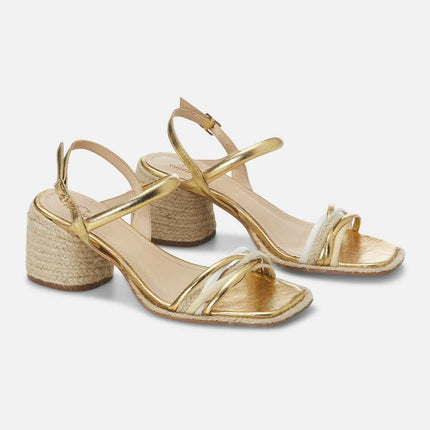 Albizia Leather Sandals – 7cm Natural Raffia Block Heel