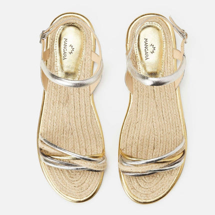 Albizia Leather Flat Sandals – Gold Natural