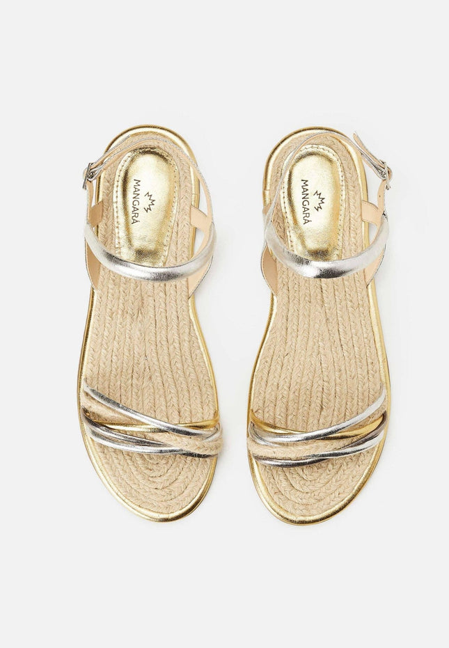 Albizia Leather Flat Sandals – Gold Natural
