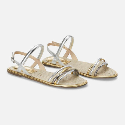 Albizia Leather Flat Sandals – Gold Natural