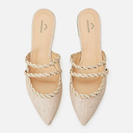 Amburana Textile Mules – Beige Sustainable Flat Slip-On