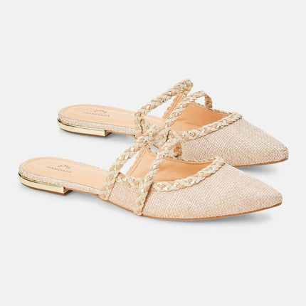 Amburana Textile Mules – Beige Sustainable Flat Slip-On