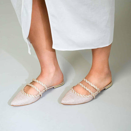 Amburana Textile Mules – Beige Sustainable Flat Slip-On