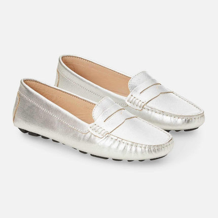 Angico Calf Beige Leather Penny Loafers – Flat