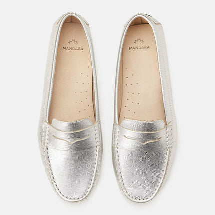 Angico Calf Beige Leather Penny Loafers – Flat