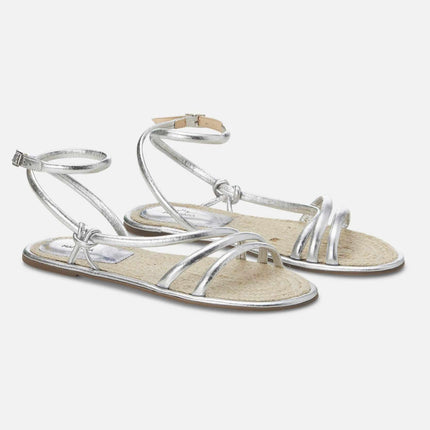 Angico Black Leather Strappy Flat