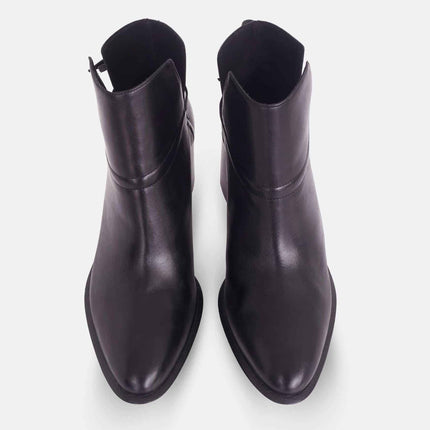 Attalea Brown Leather Ankle Boots – 6.5cm Block Heel
