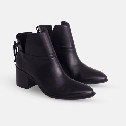 Attalea Brown Leather Ankle Boots – 6.5cm Block Heel