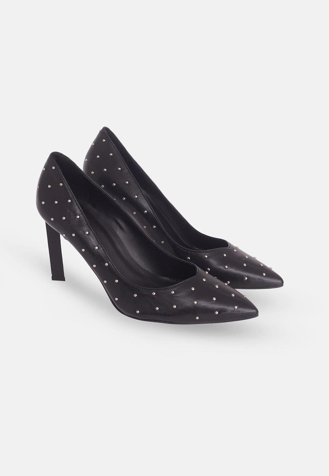 Callisia Brushed Black Leather Pumps – 9.5cm High Heel
