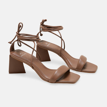 Caúna Calf Orange Leather Strappy Sandals – 6.5cm Block Heel