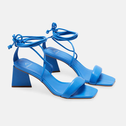 Caúna Calf Orange Leather Strappy Sandals – 6.5cm Block Heel