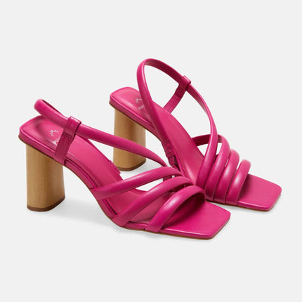 Cedro Calf Pink Leather Sandals – 8cm Cylindrical Block Heel