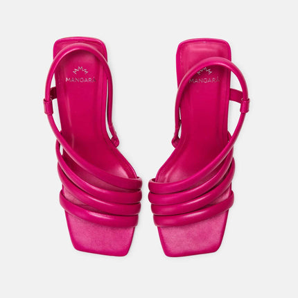 Cedro Calf Pink Leather Sandals – 8cm Cylindrical Block Heel