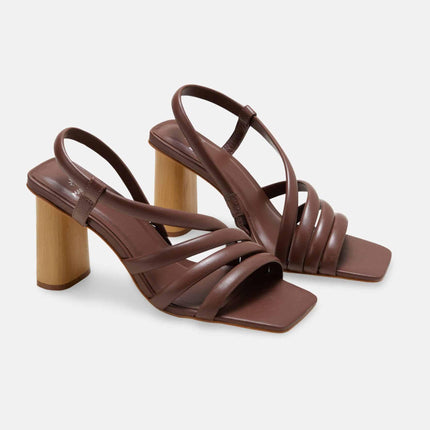 Cedro Calf Pink Leather Sandals – 8cm Cylindrical Block Heel