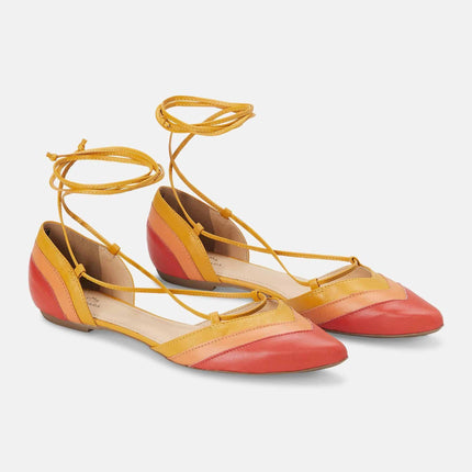 Cereja Red Leather Tie-Up Flat Sandals